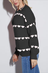Casual Heart Graphic Knit Sweater