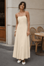 Cotton Panel High Waist Maxi Slip Dress