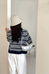 Colorblock Striped Knit Sweater