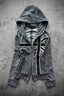 Contrast Stripe Washed Longline Full Zip Hoodie