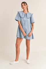 Ruffled Collar Denim Dress