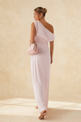 Solid Asymmetric Neckline Formal Dress