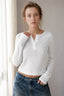 Y2K Button Accent Slim Long Sleeve Tee