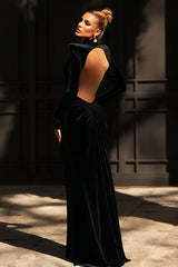 Solid Color High Neck Backless Maxi Dress