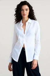 Linen Sheer Button Down Blouse