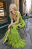 Polka Dot Knit Fringe Hem Maxi Dress