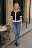 Black White Contrast Slim Cardigan