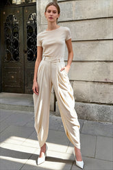 High-Waisted Loose Drapey Ruched Pants
