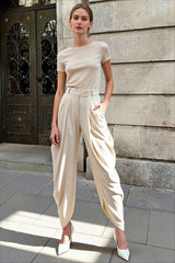 High-Waisted Loose Drapey Ruched Pants