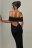 Off Shoulder Backless Bodycon Ruched Solid Formal Dress