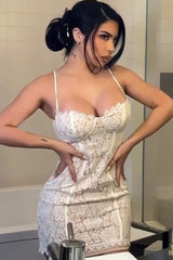 Elegant Backless Cami Lace Dress