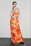 Strapless Floral Print Ruched Waist Vacation Dress