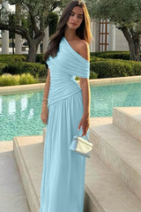 Slim Fit Round Neck Ruched Sheer Bodycon Formal Dress