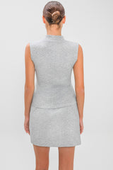 Sporty Mock Neck Cami Skirt Shorts Activewear Set