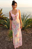 Floral Lace Trim Strappy Maxi Dress