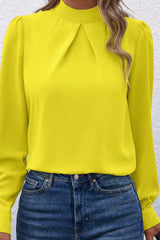Chic Design Long Sleeve Solid Autumn Elegant Blouse