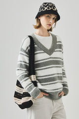 Loose Fit V Neck Knit Sweater