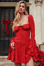 Lace Square Neck Bell Sleeve Corset Mini Dress