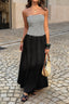 Strapless Stripe Patchwork Elegant Maxi Dress