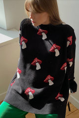 Mushroom Print Knit Sweater