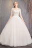 Lace Three Quarter Sleeve Wedding Dress