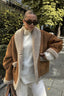 Vintage Wool Blend Shearling Collar Coat