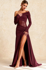 Slim Fit Round Neck Ruched Sheer Bodycon Formal Dress