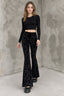 Floral Jacquard Velvet Flare Pants