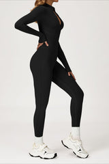 Fleece Lined Slim Thermal Yoga Workout Jumpsuit