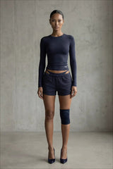 Elastic Waist Print Dolphin Hem Shorts