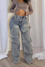 Convertible Snap Panel Straight Leg Jeans