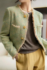 Elegant Long Sleeve Tweed Jacket