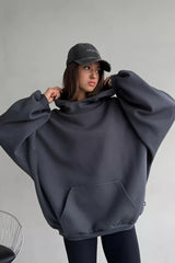 Oversized Hooded Sweatshirt with Back Print Hoodie