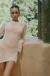 Crew Neck Breathable Long Sleeve Fitted Knit Sweater Dress