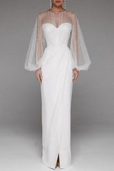 Retro Strapless Pearl Bodycon Wedding Dress