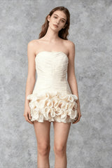 Tube Top Floral Applique Reception Dress