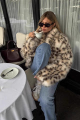 Faux Fur Leopard Pattern Coat