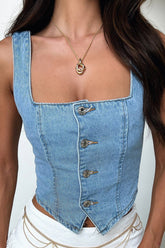 Denim Button Down Tank Top