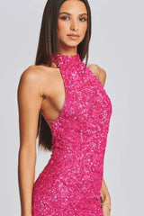 Shiny Slim Backless Sequin Dress