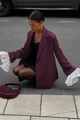 Elegant Long Sleeve Stripe Blazer