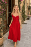 Red V-Neck Camisole Midi Dress