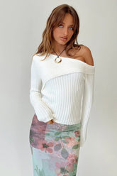 One Shoulder Collared Knit Top
