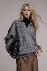 Vintage Polo Neck Cable Sweater