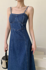 Slim Fit Maxi Denim Dress