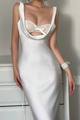 Satin Halter Mermaid Maxi Silk Dress