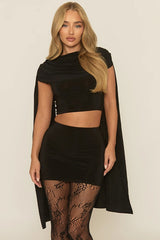 Cowl Neck Shawl Ruched Sexy Two Piece Set