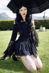 Gothic Lace Bell Sleeve Birthday Dress