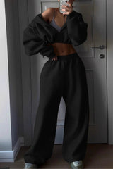 Sporty Crewneck Sweatpants Activewear Set