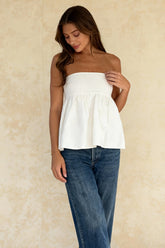 Solid Ruffles Flowy Bandeau Strapless