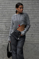 Slim Fit Cropped Knit Sweater